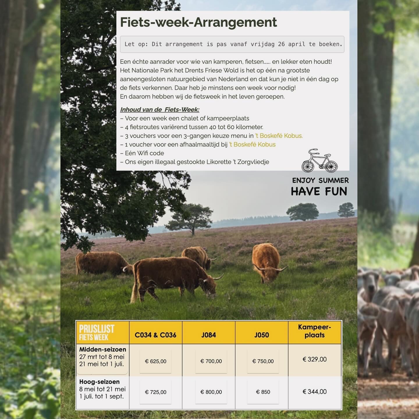 Fietsweek Arrangement, Camping Zonnekamp, Zorgvlied, Drenthe